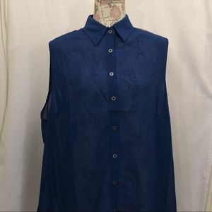 Sheer Blue sleeveless Blouse